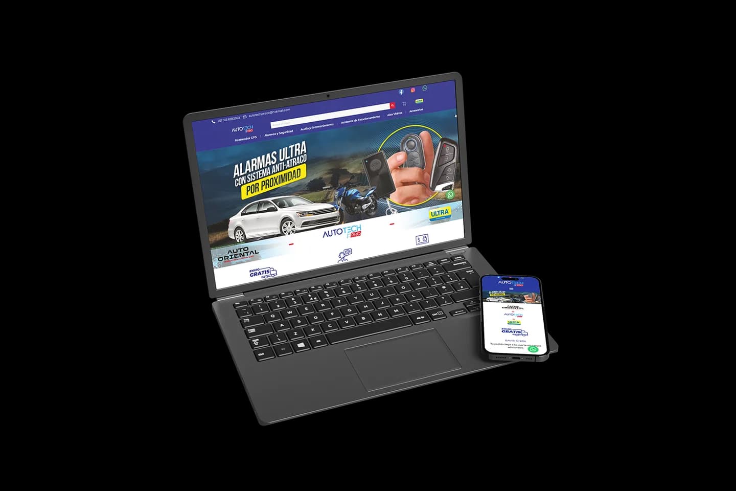 Mockup responsive del ecommerce AutoTech Pro