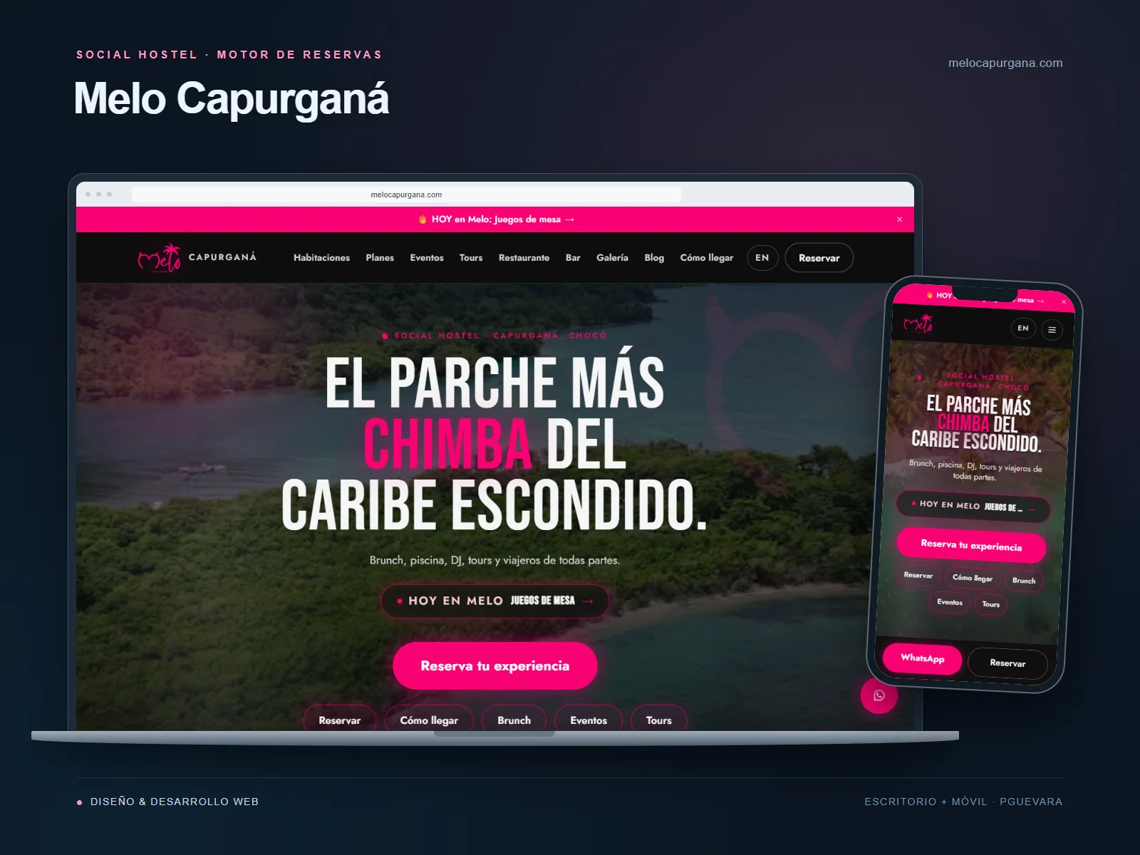 Página web de Melo Capurganá presentada en computador y móvil